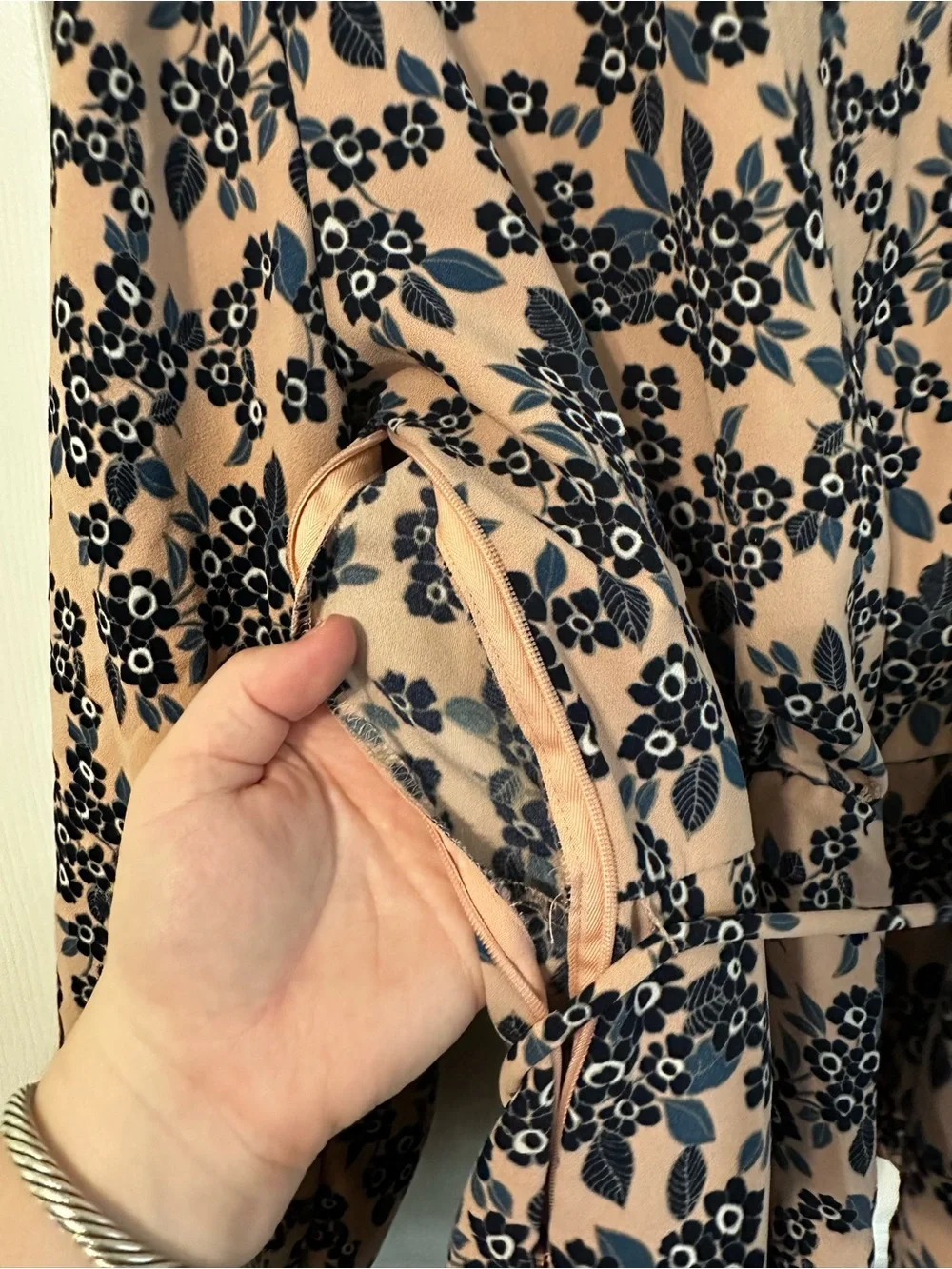 J. Crew Pink Floral V-Neck Faux Wrap Blouse